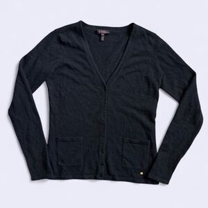 Escada Black 100% Cashmere V Neck Button Cardigan Designer S Premium